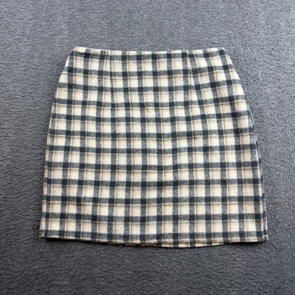 Windsor Plaid Mini Skirt Women's XS Beige Black Flannel Style S13501